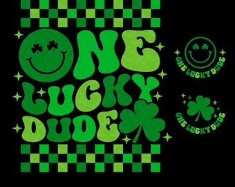 One Lucky Dude Svg Png, Lucky Boy Svg, Dzień Świętego Patryka Svg, Zabawny fajny prezent dla dziecka na Dzień Świętego Patryka, Cyfrowe pobieranie sublimacji PNG i SVG Cricut