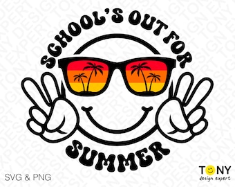 La scuola è finita per l'estate Svg Png, Fine della scuola Svg, Ultimo giorno di scuola Svg, Vacanze estive Download digitale Sublimazione PNG e SVG Cricut