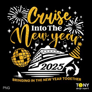 Navegando hacia el nuevo año 2025 Svg Png, Vacaciones de año nuevo Svg, Viajes de vacaciones de reunión familiar, Descarga digital Sublimación PNG y SVG Cricut