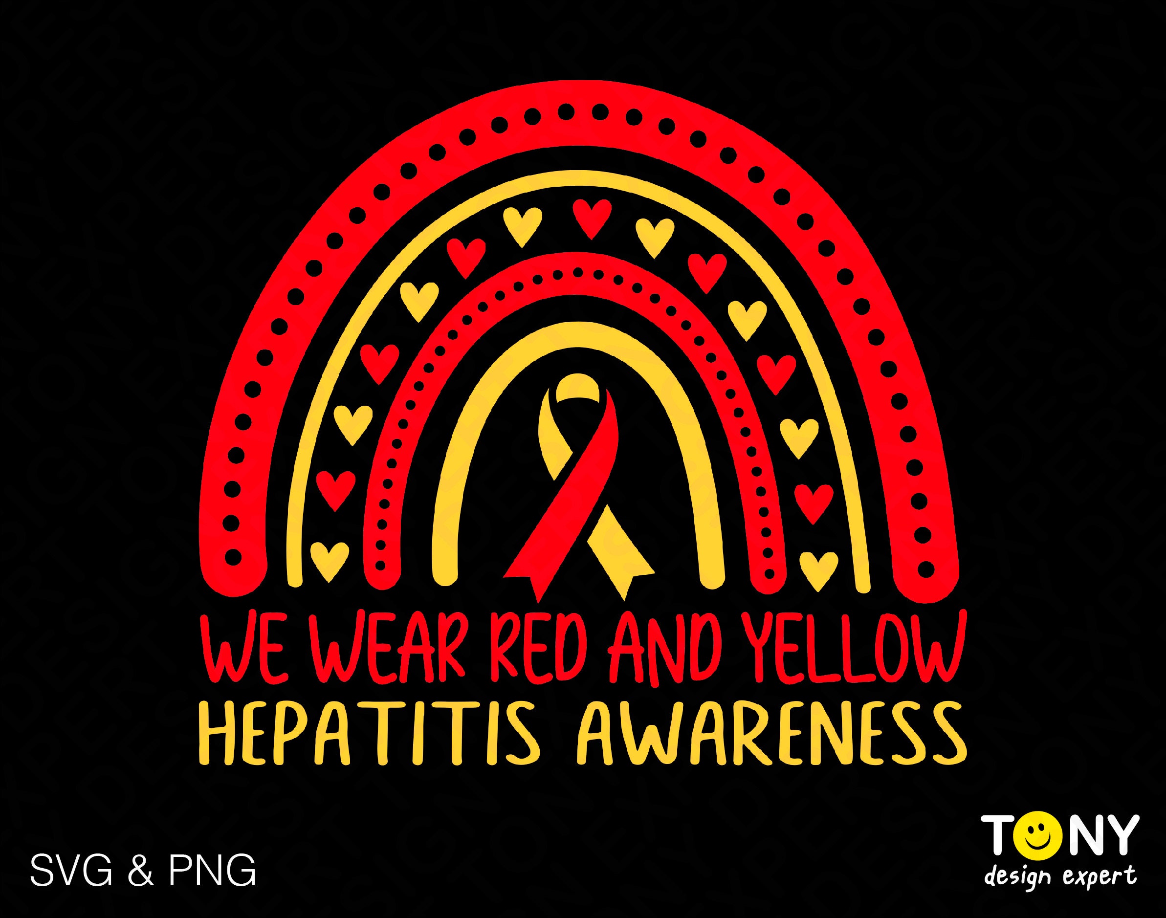 We Wear Red And Yellow Svg Png, Hepatitis Awareness Svg, Rainbow Svg, Trendy Boho Rainbow Gift Digital Download Sublimation PNG & SVG Cricut