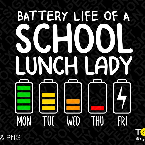 Battery Life Of A School Lunch Lady  Svg Png, Crazy Lunch Lady Svg, Funny Cafeteria Staff Gift Digital Download Sublimation PNG & SVG Cricut