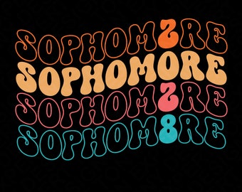 Sophomore 2028 Svg Png, Back to School Svg, Graduate 2028 Svg, Trendy Retro Groovy Wavy Stack Digital Download Sublimation PNG & SVG Cricut