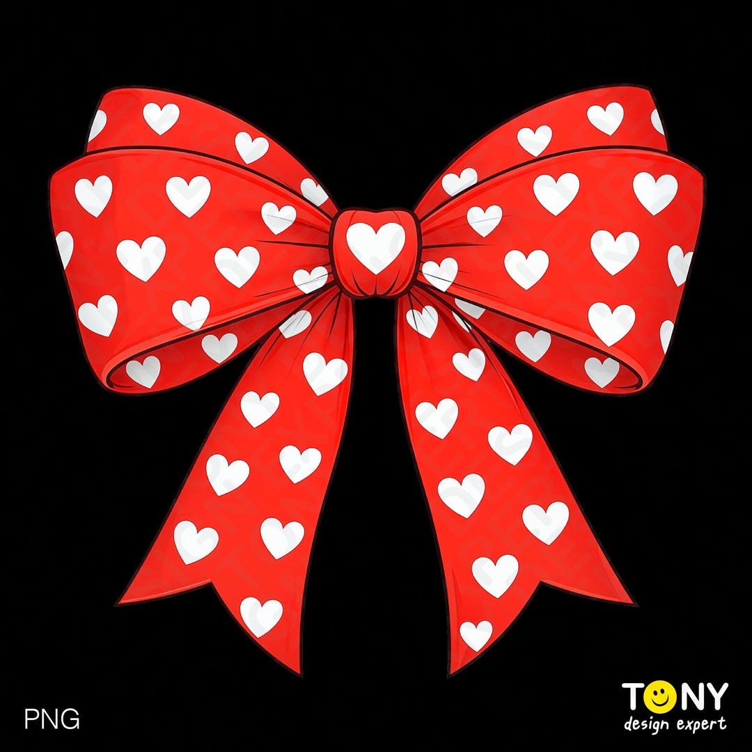 Valentine's Day Red Heart Bow PNG: Romantic Ribbon Lover Gift Design ...