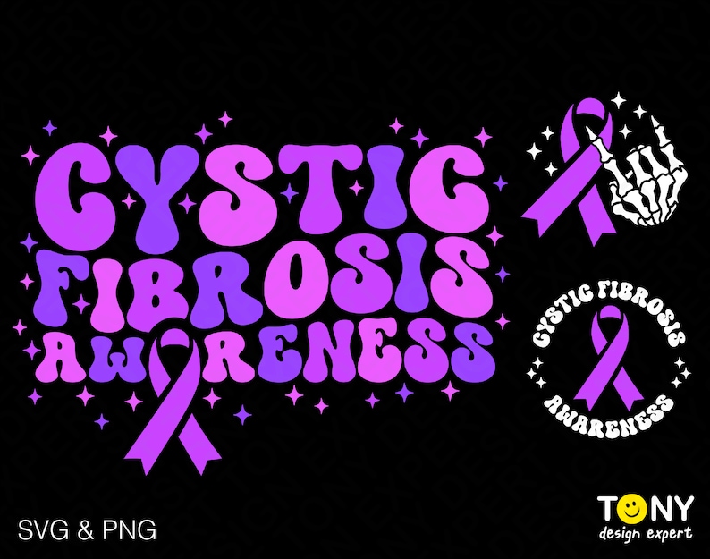 3 Bundle Cystic Fibrosis Awareness Svg Png Purple Ribbon Etsy