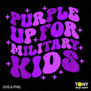Lila für Militär Kinder Svpng Png, militärisches Kind Bewusstseinslande svg, militärischer digitaler Download Sublimation PNG und SVG für Cricut