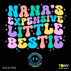 Nana's Expensive Little Bestie Svg Png, Grandma Life Svg, Dia das Mães Svg Trendy Retro Groovy Digital Download Sublimação PNG e SVG Cricut