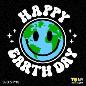 Happy Earth Day SVG PNG : Smile Earth Design for Environmental Awareness (Digital Download)