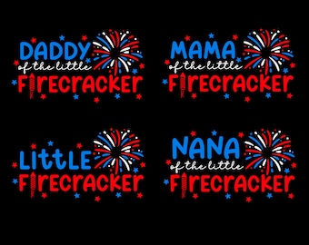 Little Firecracker Family Bundle Svg Png, 4th of July, Independence Day, Dad Mom Kids Matching Digital Download Sublimation PNG & SVG Cricut