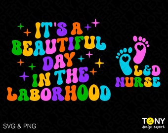 It's A Beautiful Day In The Laborhood Svg Png, L&D Nurse Svg, OB Nurse Gift Digital Download Sublimation Designs PNG + SVG File For Cricut