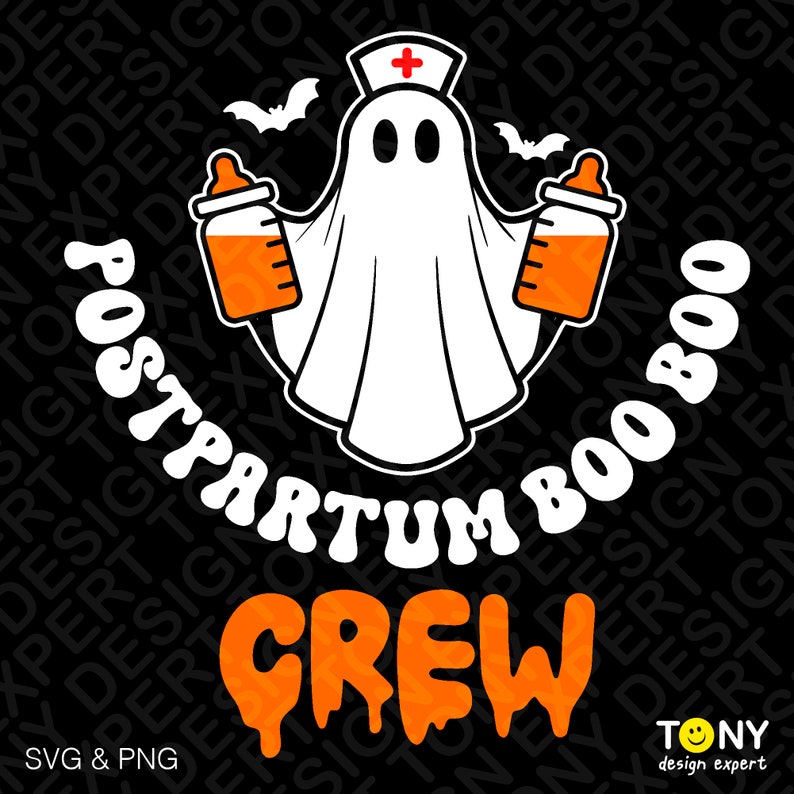 Postpartum Lettering Postpartum Boo Boo Crew Svg Png, L&D Nurse Svg, Funny Halloween Nurse ...