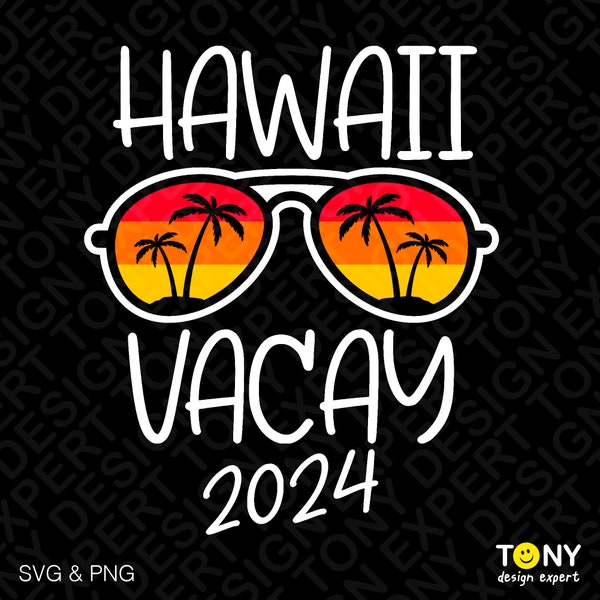 Vacances en famille à Hawaii 2024 Png, vacances en famille 2024, été Svg, Svg coucher de soleil, vacances à la plage à Hawaï téléchargement numérique Sublimation PNG & SVG Cricut