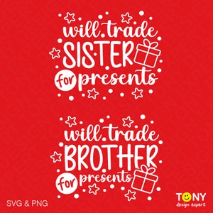 Cambiará a la hermana por regalos svg png, cambiará al hermano por regalos svg, sublimación de descarga digital a juego familiar PNG & SVG Cricut
