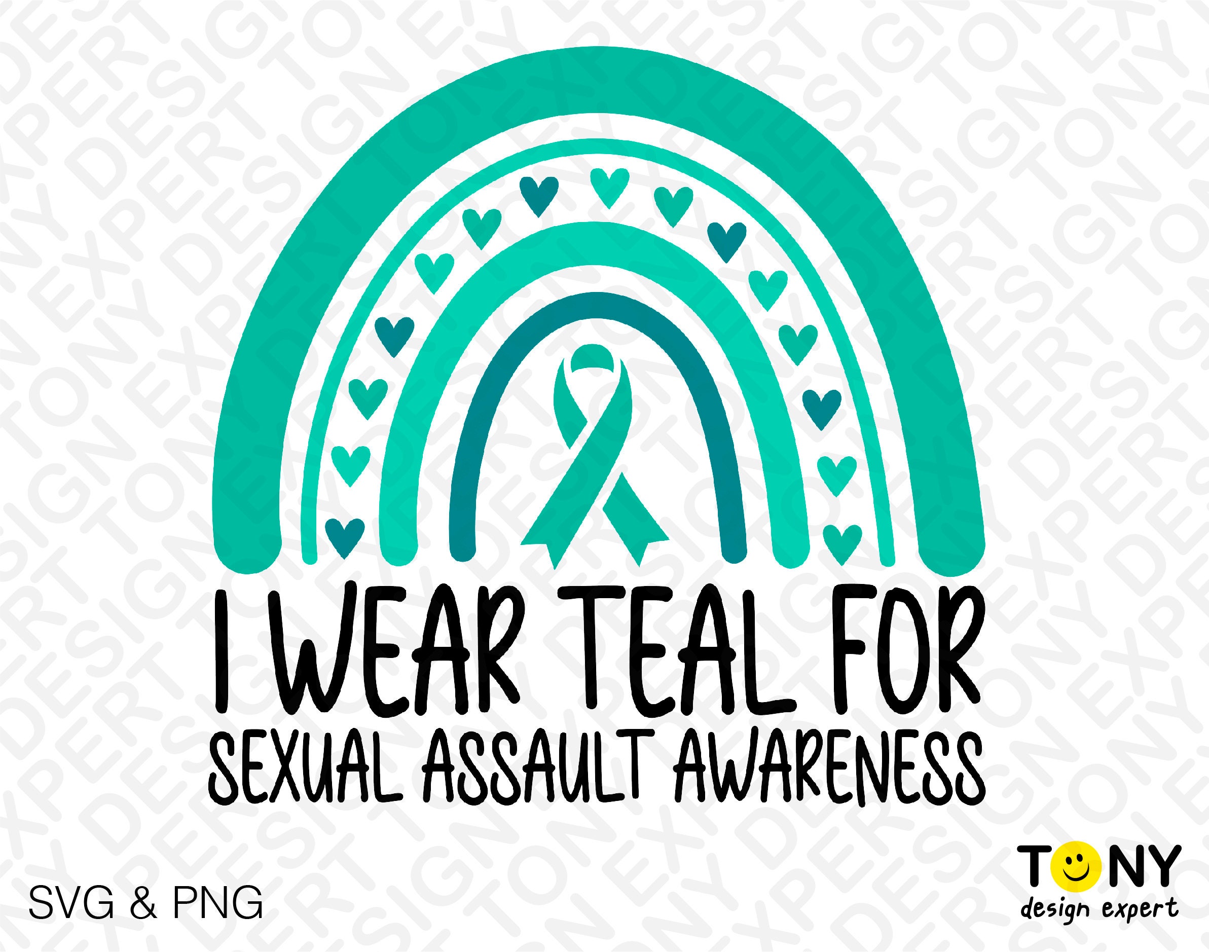 I Wear Teal Svg Png, Sexual Assault Awareness Svg, Teal Ribbon Svg ...
