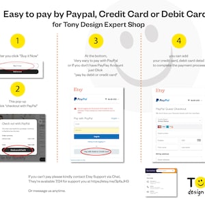 May include: A step-by-step guide on how to pay for an Etsy purchase using PayPal, credit card, or debit card. The guide includes screenshots of the Etsy checkout process and instructions on how to complete the payment.