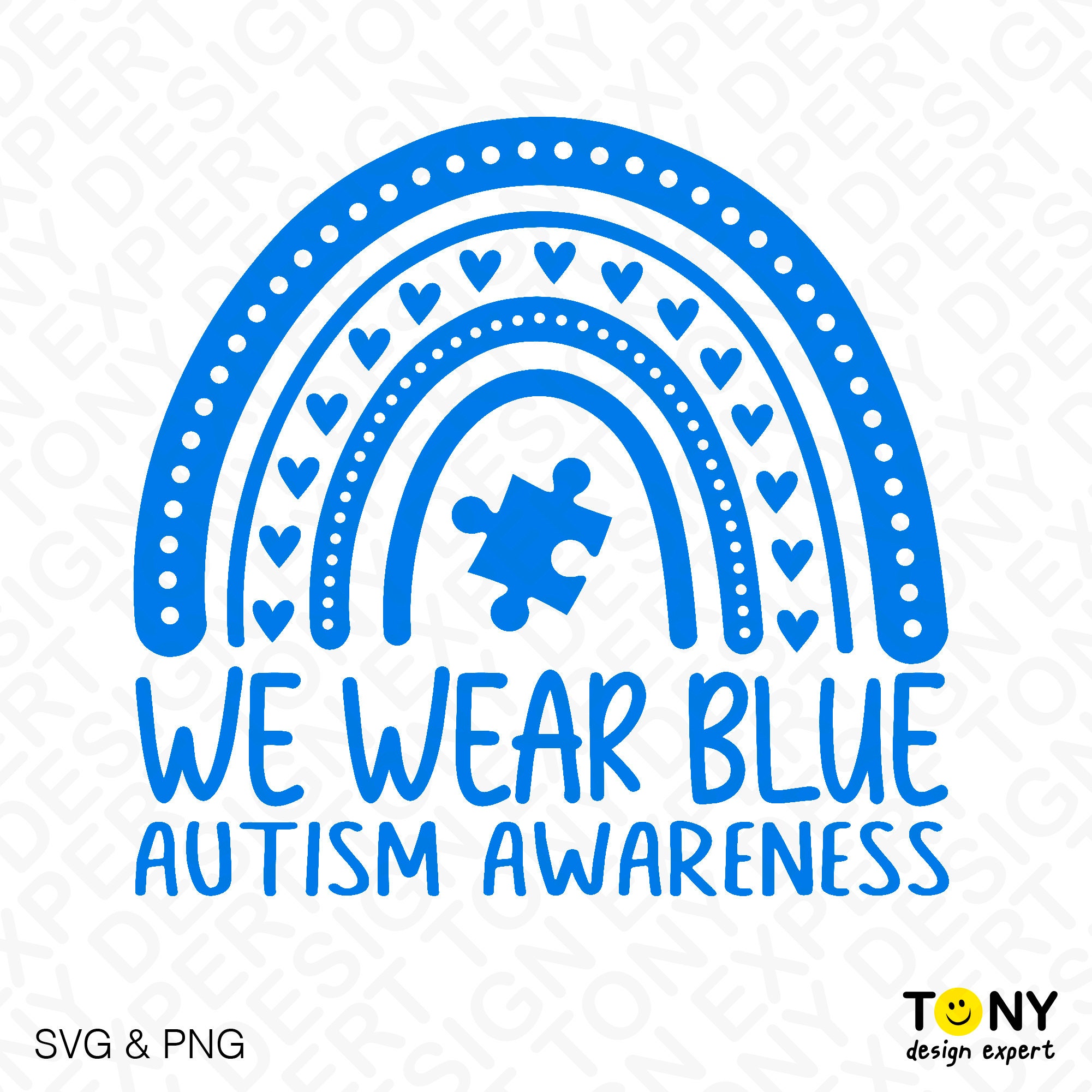 In April We Wear Blue Svg Png, Autism Awareness Svg, Rainbow Awareness ...