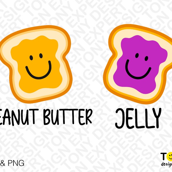 Peanut Butter and Jelly Svg Png, Matching Couples Bff Best friend Twins Sister Gift Idea Digital Download Sublimation PNG & SVG Cricut File