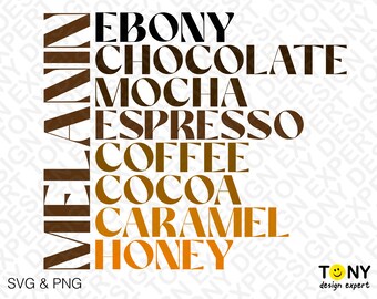 Melanin Svg Png, Melanin Made Svg, Many Shades of Brown Svg, Black History Month Digital Download Sublimation PNG & SVG files for cricut