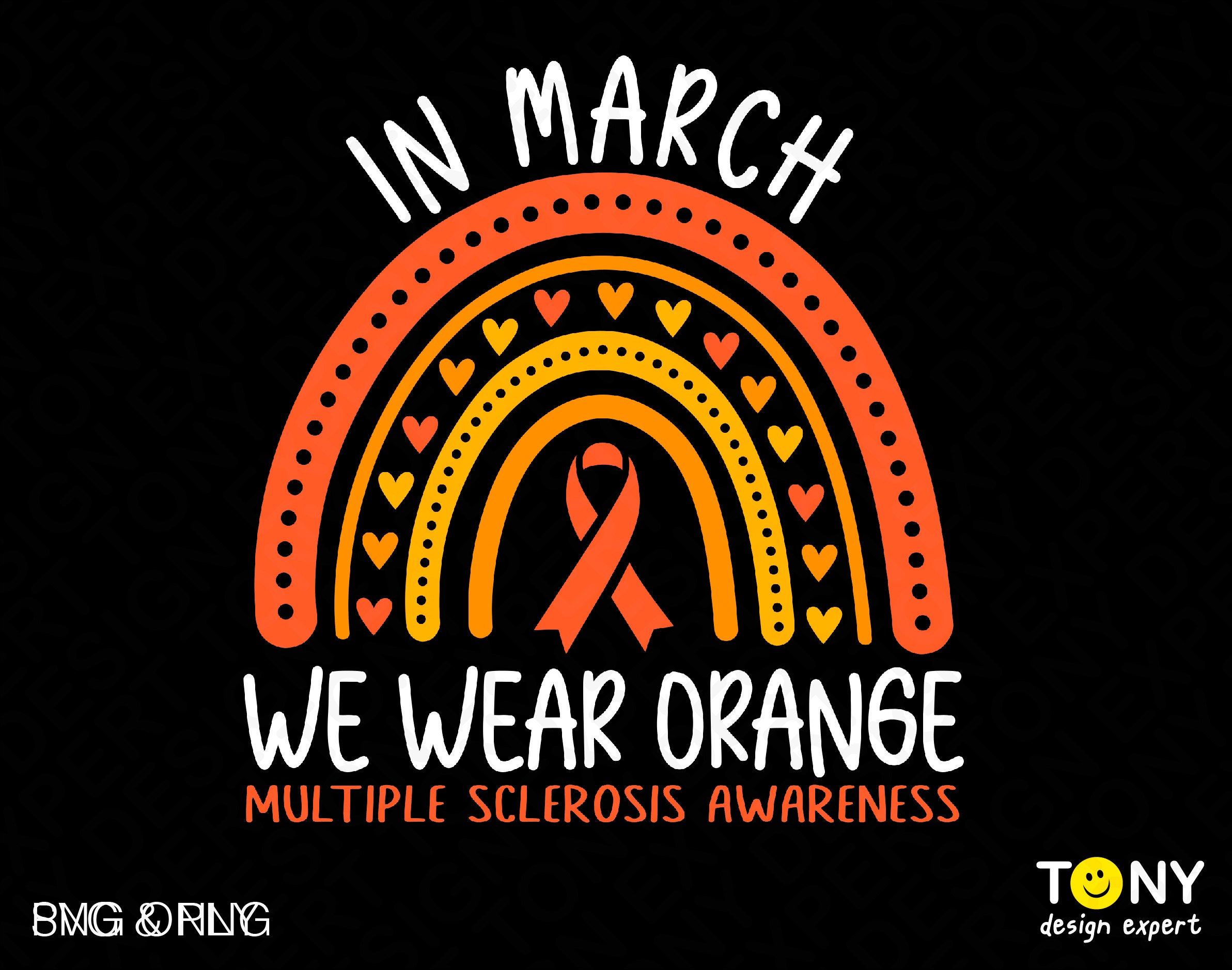 March Awareness Color In March We Wear Orange Svg Png, MS Awareness Svg, Trendy Orange Doodle ...
