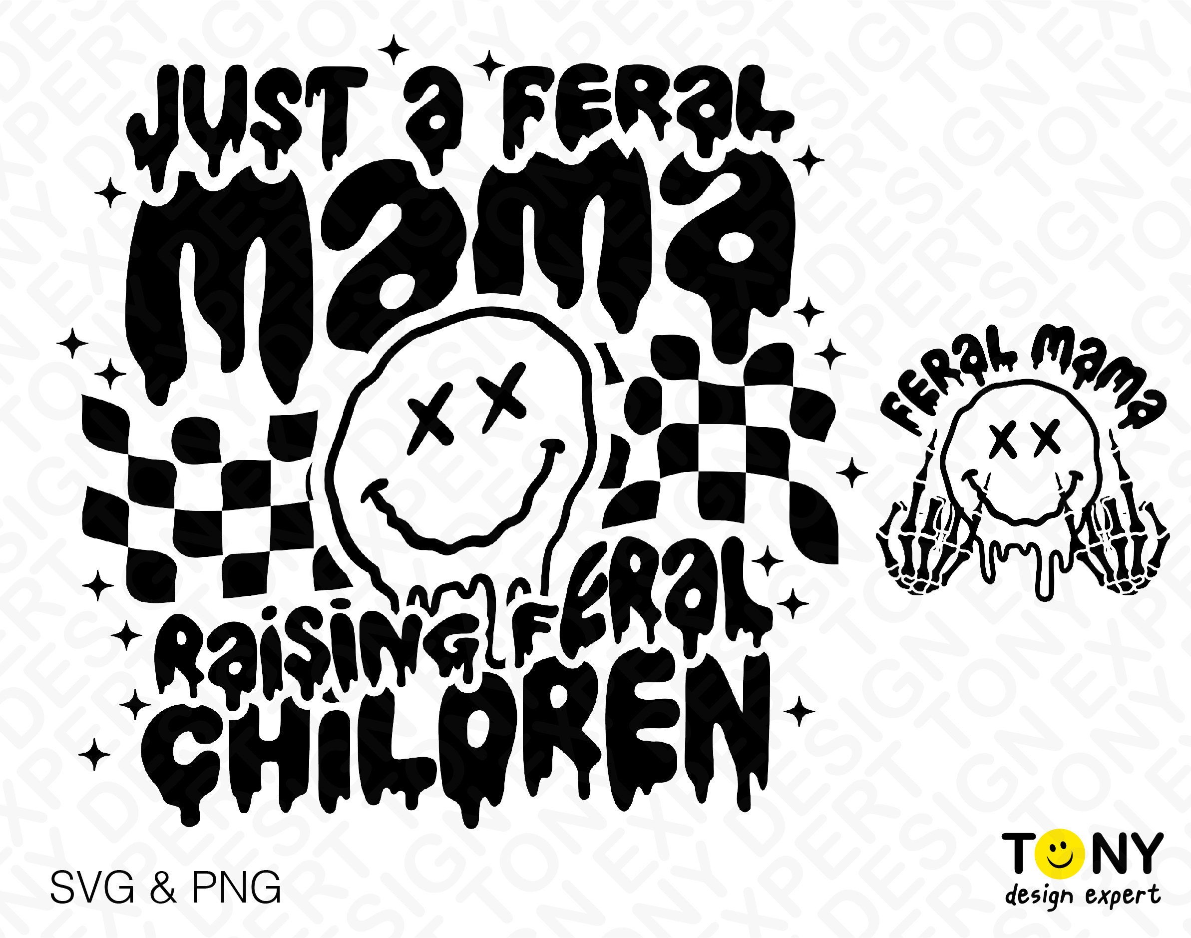 2 Bundle, Just a Feral Mama Raising Feral Children Svg Png, Trendy