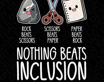 Nada supera la inclusión PNG: Piedra, papel o tijera, diseño de camiseta para la vuelta al cole (descarga digital)