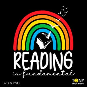 Lezen is fundamenteel Svg Png, boekenliefhebber Svg, positief boek citaat Svg, trendy leesgrage Svg, digitale download sublimatie PNG en SVG Cricut
