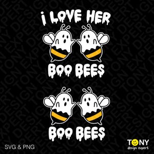 Ich liebe sie Boo Bees Svg Png, lustige Boo Bees Svg, Mama Papa Familie passende Paare Halloween digitaler Download Sublimation PNG und SVG Cricut