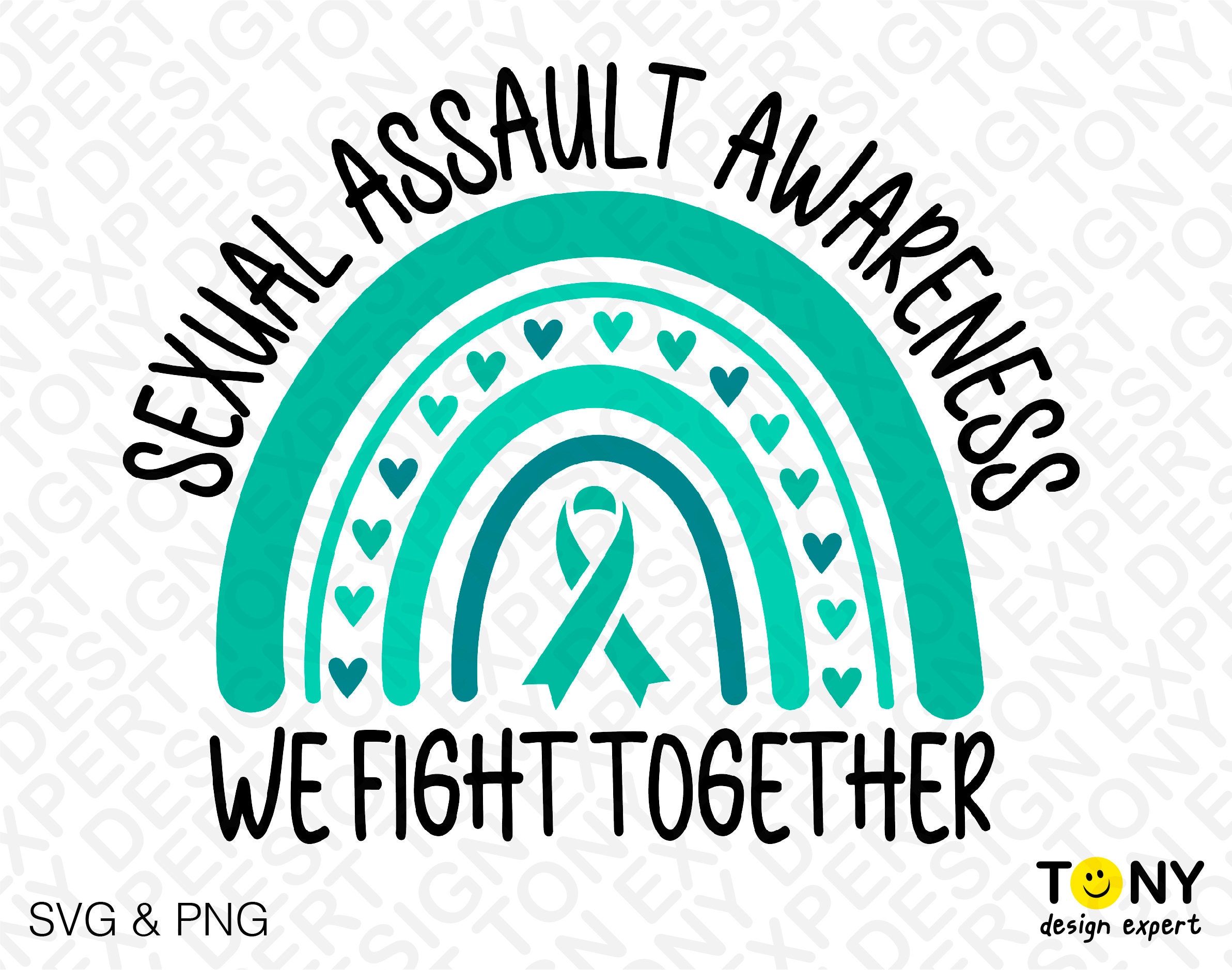 We Fight Together Svg Png, Sexual Assault Awareness Svg, Teal Ribbon ...