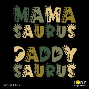 Mamá Saurio, Papá Saurio, Svg, PNG, Dino, Mamá, Papá, Parejas, Idea de Regalo para Amantes de los Dinosaurios, Descarga Digital, Sublimación PNG y SVG, Cricut