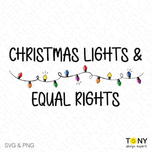 Luces de Navidad Igualdad de derechos Svg Png, Navidad Svg, Feminismo Svg, Feminista Svg, Derechos Humanos Svg, Descarga Digital Sublimación PNG & SVG Cricut