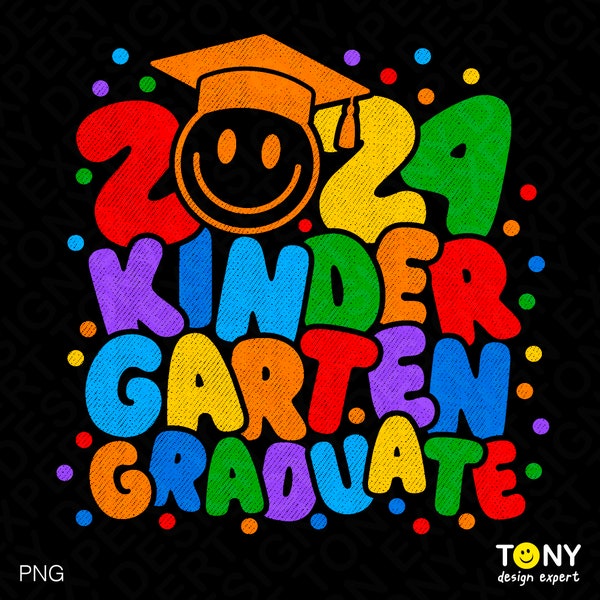 2 Design Bundle 2024 Kindergarten Graduate Svg Png, Kindergarten Graduate Trendy Retro Groovy Digital Download Sublimation PNG & SVG Cricut