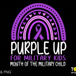Purple Up Svg Png, Military Kids Svg, Month Of Military Child Awareness Trendy Boho Rainbow Digital Download Sublimation PNG & SVG Cricut
