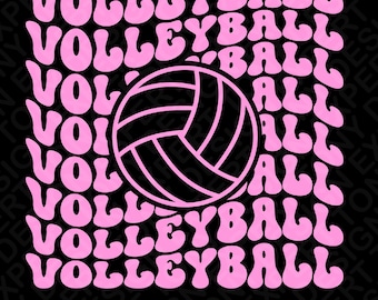 Voleibol Svg Png, Voleibol Mamá Svg, Idea de regalo para amantes del voleibol, Descarga digital ondulada retro de moda Sublimación PNG y SVG Cricut