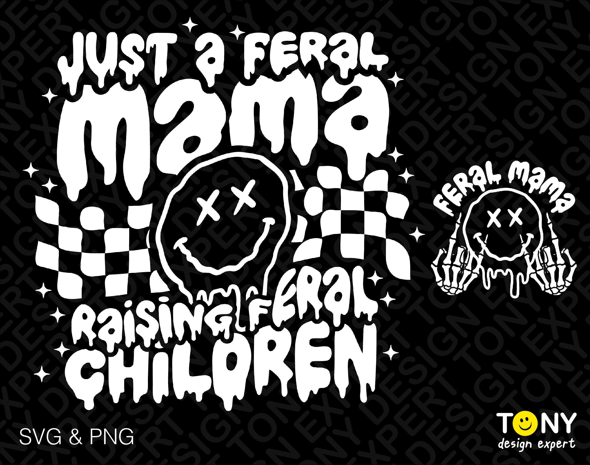 2 Bundle, Just a Feral Mama Raising Feral Children Svg Png, Trendy