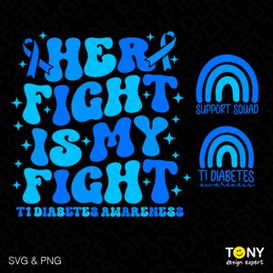 Ihr Kampf ist mein Kampf SVG PNG, T1 Diabetes Bewusstsein, Fronttasche Trendige Groovy Wellenförmige Gestapelte Digitaler Download Sublimation PNG und SVG Cricut