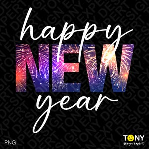 Bonne année PNG, célébrer le nouvel an png, décoration de fête du nouvel an, compte à rebours de feux d'artifice pour les amateurs, sublimation téléchargement numérique PNG