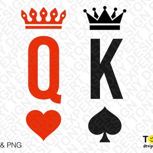 König und Königin Svg Png, Spielkarte Svg, König der Herzen Svg, Königin der Herzen Svg Digital Download PNG Sublimation & SVG Cricut Datei