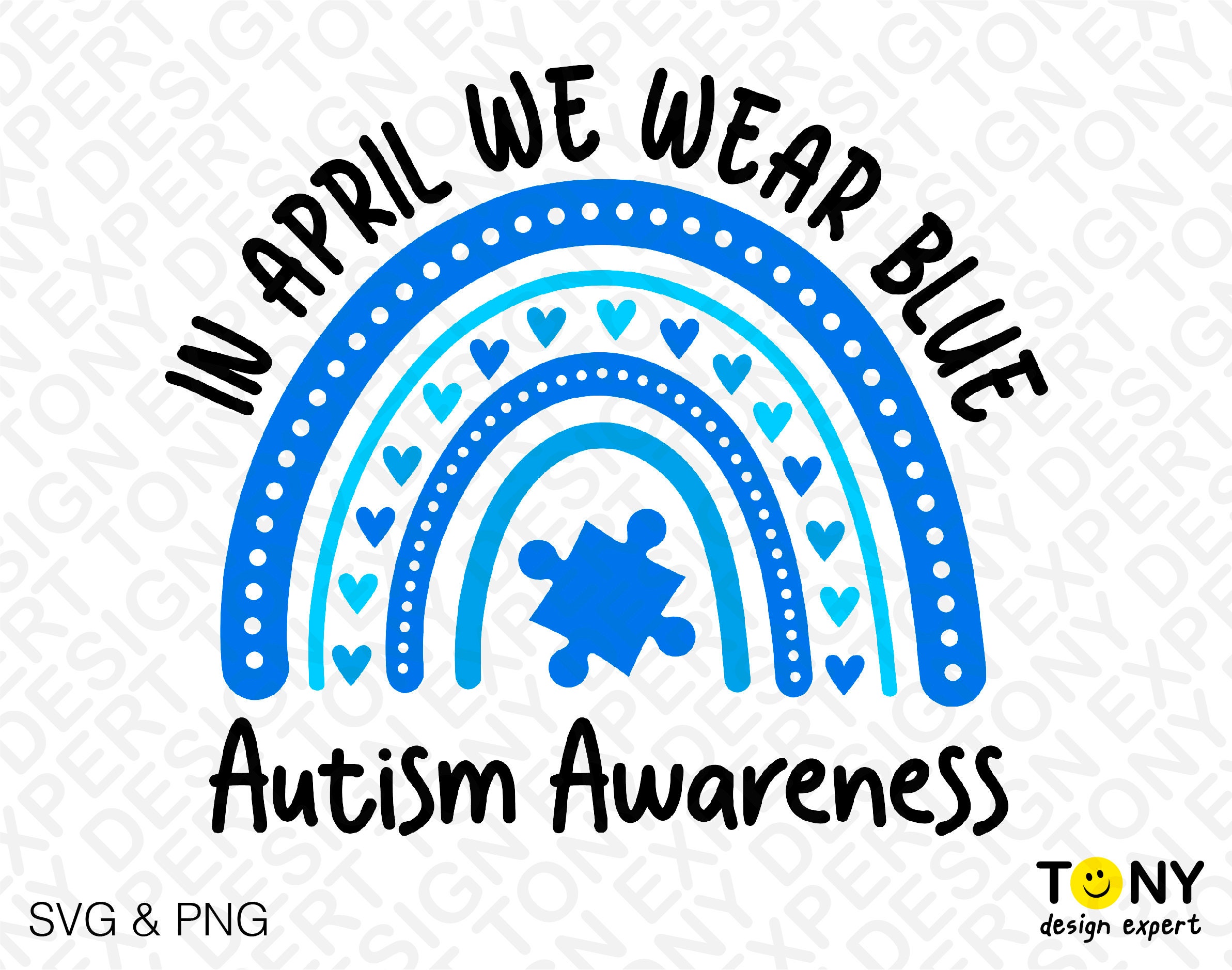In April We Wear Blue Autism Awareness Svg Png Rainbow Svg - Etsy