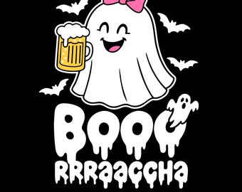 Boo Rracha Ghost SVG PNG: Funny Halloween Party Costume Drinking Lover Design (Digital Download)
