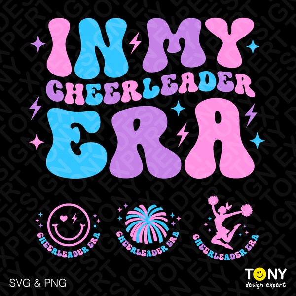 In My Cheerleader Era Svg Png, Cheerleader Svg, Cheer Era Svg Front Pocket Trendy Retro Groovy Digital Download Sublimation PNG & SVG Cricut