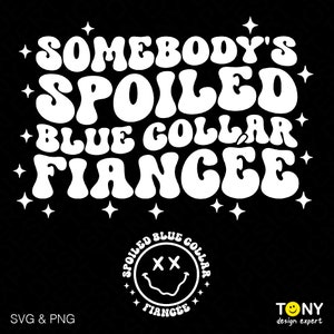 Lot de 2, Svg Png de fiancée col bleu gâté, poche sur le devant, téléchargement numérique tendance Groovy rétro, sublimation PNG & SVG Cricut