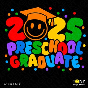 Png Svg diplômé préscolaire 2025, Svg diplômé préscolaire, drôle idée cadeau pour l'obtention du diplôme préscolaire 2025, téléchargement sublimation PNG & SVG Cricut