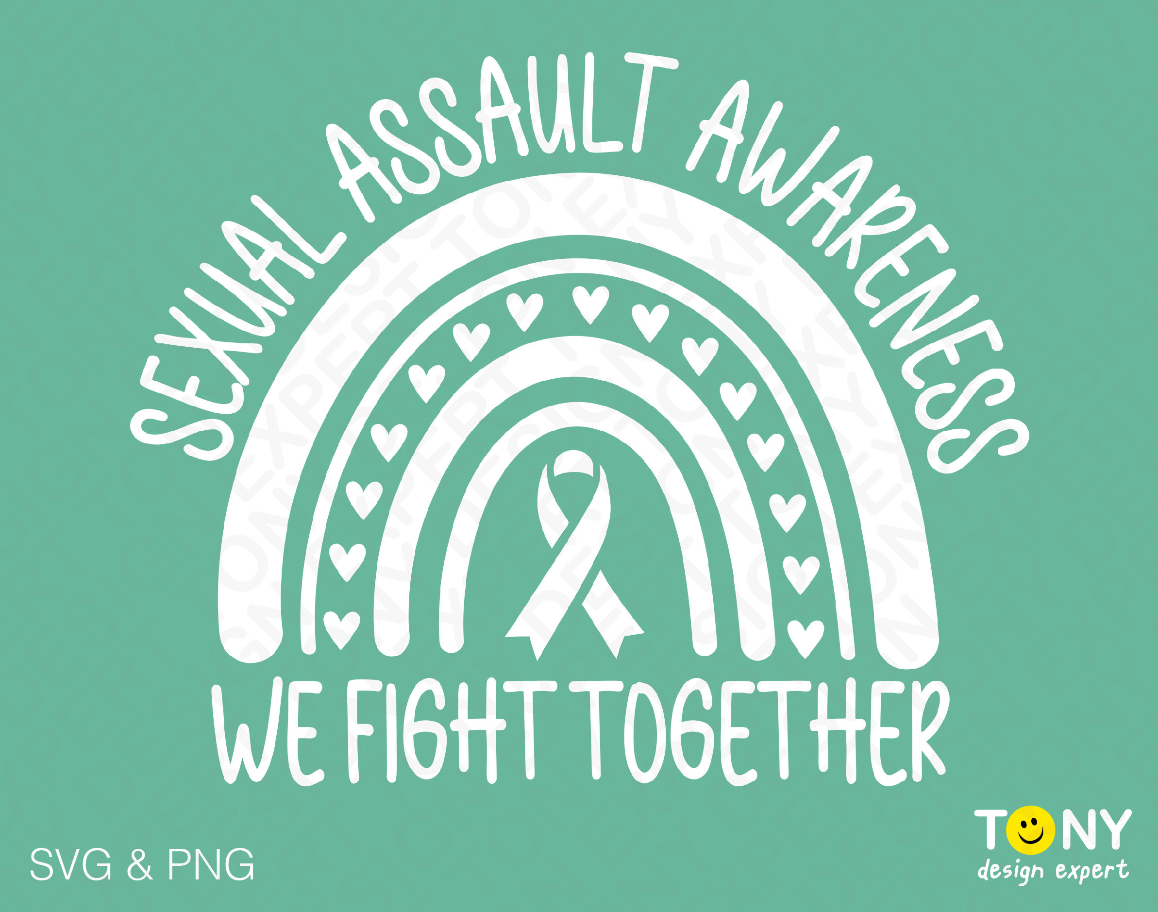 We Fight Together Svg Png, Sexual Assault Awareness Svg, Teal Ribbon ...