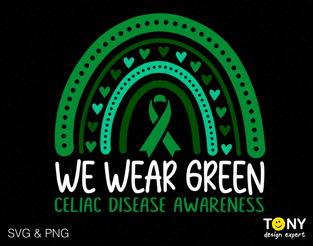 We Wear Green Svg Png, Celiac Disease Awareness Svg, Green Ribbon ...