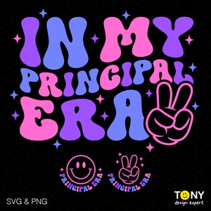 3 Colour Bundle In My Principal Era Svg Png, Front Pocket Included, Trendy Retro Groovy Wavy Digital Download Sublimation Png & Svg Cricut