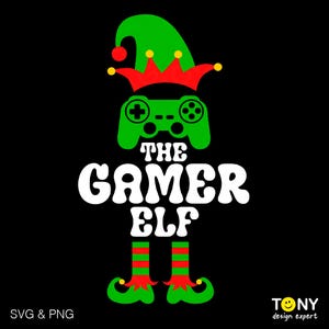 Gamer ELF svg Png, niedlicher Weihnachtself-Svg, Weihnachten-Svg, lustiges passendes Weihnachtself-Liebhaber-Geschenk, digitaler Download Sublimation PNG und SVG Cricut