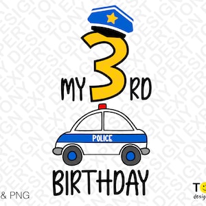 Meu 3º aniversário Svg Png, 3º aniversário Svg, Thin Blue Line Svg, Ideia engraçada para presente de amante da polícia Download digital Sublimação PNG e SVG Cricut