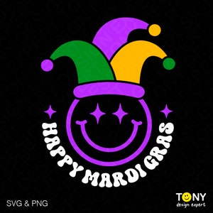 Happy Mardi Gras Svg Png, Mardi Gras Svg, Mardi Gras Carnival Party Gifts, Trendy Retro Groovy Digital Download Sublimation PNG & SVG Cricut