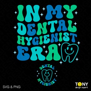 En mi era de higienista dental svg png, dentista svg, equipo dental svg moda retro groovy ondulado digital descargar sublimación DTF PNG & SVG Cricut
