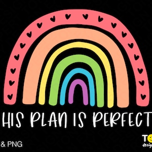 Su plan es perfecto Svg Png, Anuncio de embarazo Svg, Moda Boho Rainbow Baby Shower Regalo Descarga digital Sublimación PNG & SVG Cricut
