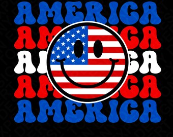 America Svg Png, 4th of July Svg, Fourth Of July Svg, Independence Day Svg Trendy Retro Groovy Digital Download Sublimation PNG & SVG Cricut